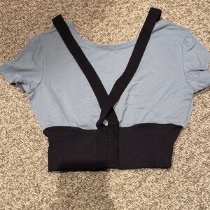 ALO Yoga Blue and Black Crop Top